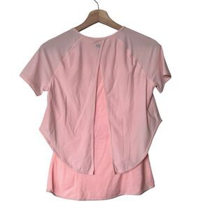 Lululemon Cover Me Tee Layered 4 Minty Pink UPF 50+ Sun Protection Short Sleeves